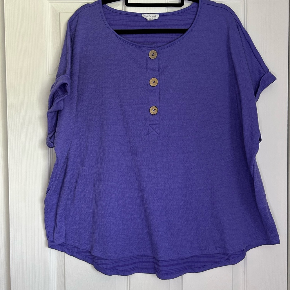 Westbound Purple Button-Accent Blouse